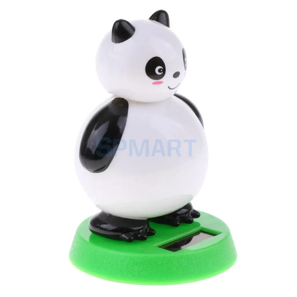 Fun Solar Powered Noding Panda Animal Doll Model Shaking Head Toy Car Home Ornament Decor Kids Gifts Gag Prank Toys