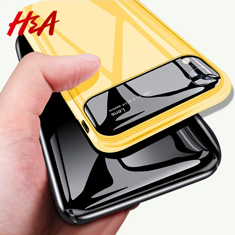 

H&A Luxury Mirror Slim Phone Case For Apple iPhone X XR XS Max Anti-knock Hard PC & Glass Phone Cover XS Max XR Protective Cases