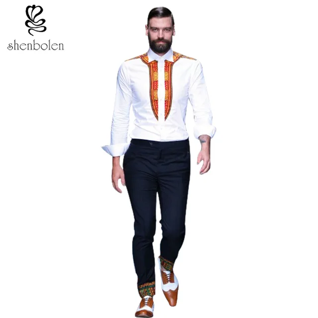 Hommes Automne Noir Ankara Pour Africain Vêtements Chemise wwgt0