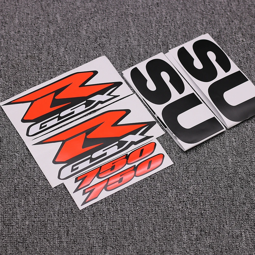 

Motorcycle 3D GSX-R 750cc Fairing Kit Side Decals For Suzuki GSXR750 GSXR 750 Chrome Tank Wheel Stickers Emblems