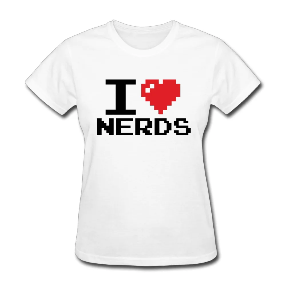 Womens Ik Love Nerds Kostuum Grappig Ontwerp Grafische Korte Mouw