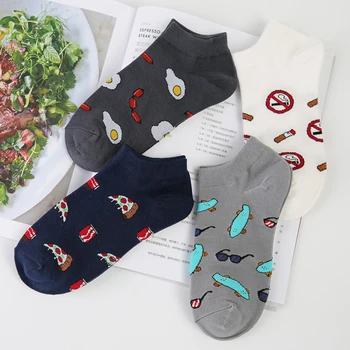 

Unisex Fashion Cartoon Print Low Cut Socks Cute Winter Warm Elastic Sock Slippers