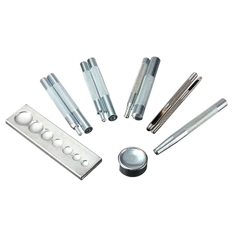 

11Pcs/set Metal Craftool Die Punch Snap Rivet Tool Setter Base Set DIY Leathercraft Kit For punch hole and install Rivet Button