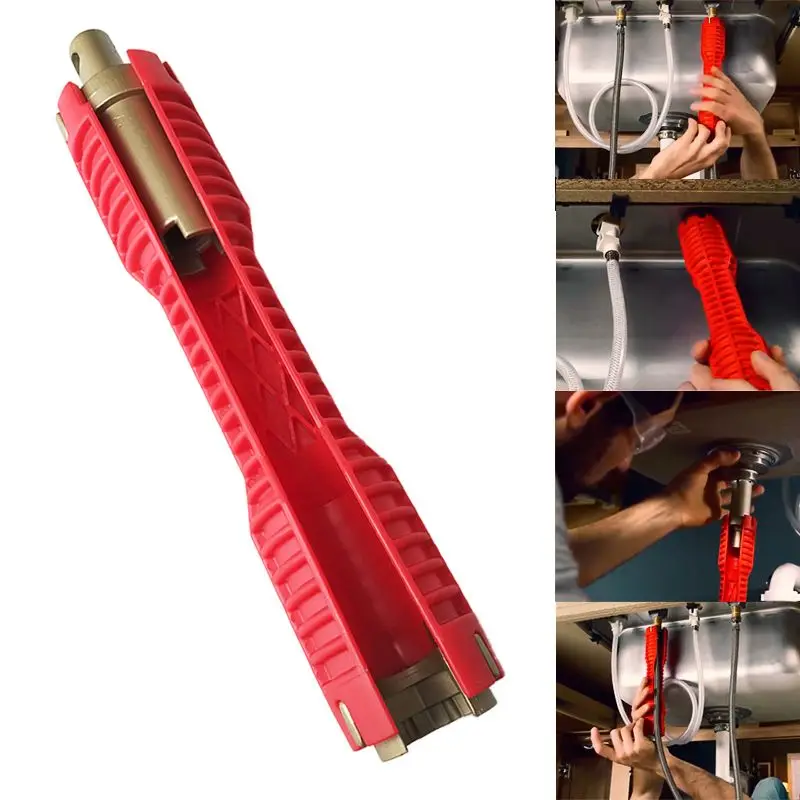 

Multi-function Faucet Sink Wrench Installer Extra-long Design Lets Turn Tool Double Head Spanner Fastening Pipe Socket Wrench