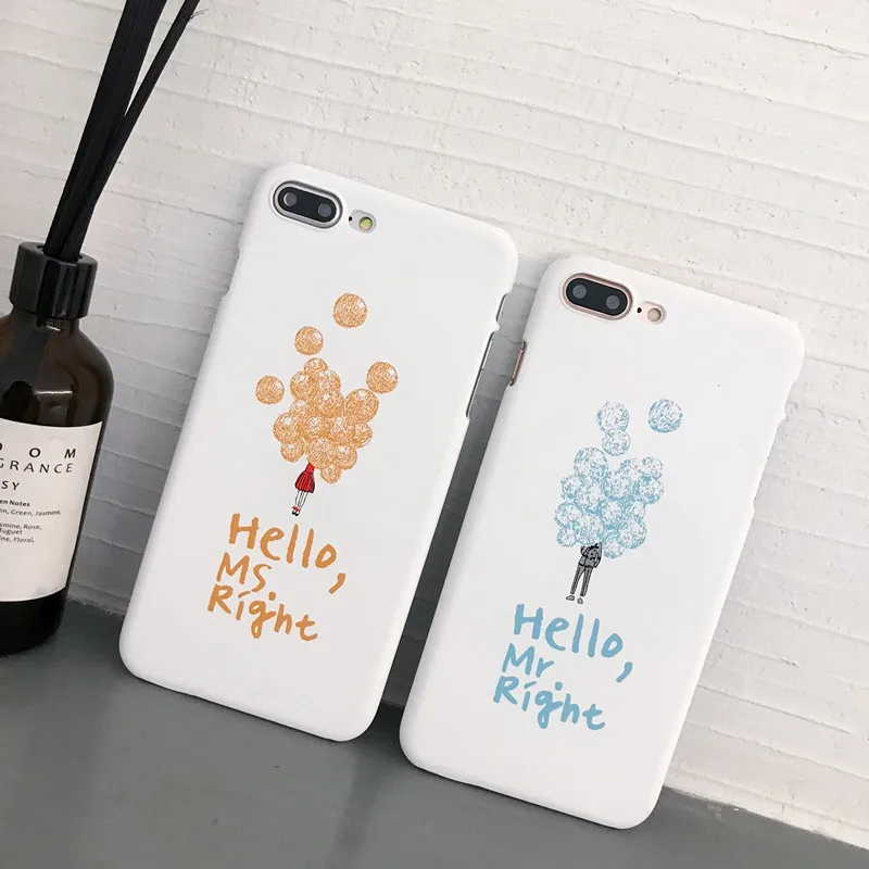 

7 Plus Korean Style Couple Phone Case on For iPhone 7 7Plus Hard Case Cover Coque For iPhone X 6 6s 7 8 Plus Case Funda Women