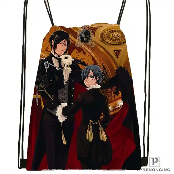 Пользовательский Черный Дворецкий Ciel Phantomhive походная сумка на шнурке милый рюкзак для детей(черная спинка) 31x40 см#180531-04-33 - Цвет: Drawstring Backpack