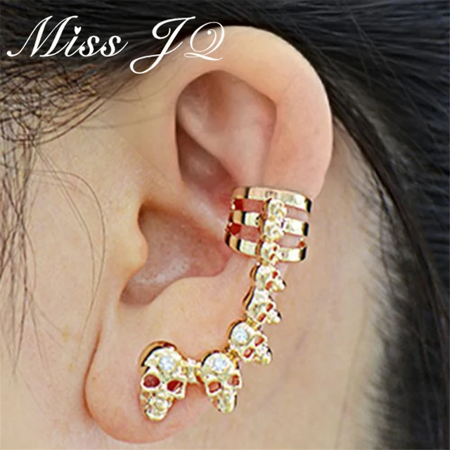 Miss Jq Vintage Fashion Punk Style Alloy Skull Ear Clip Cool Gold Miss Jq Vintage Fashion Punk Style Alloy Skull Ear Clip Cool Gold Silver Cuff Earrings