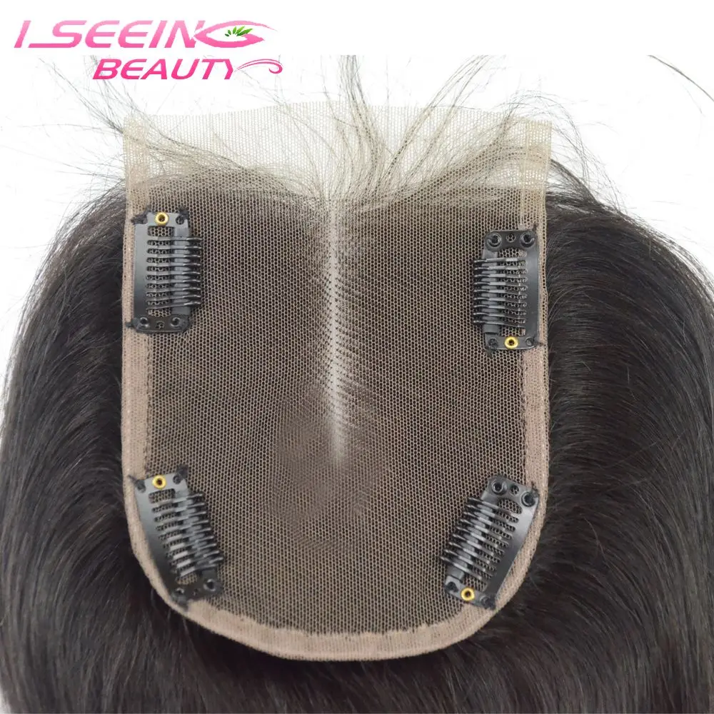 Free shipping 8A virgin brazilian straight human hair middle part lace closures 4x4 clip in