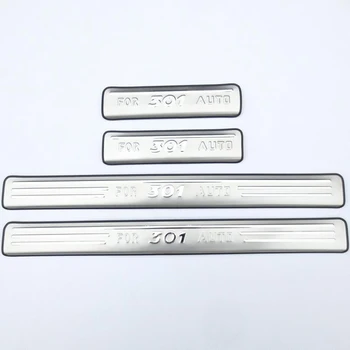

Stainless steel door sill strip for 2013 2014 PEUGEOT 301 Threshold trim car styling welcome pedal Scuff plate guard cover film
