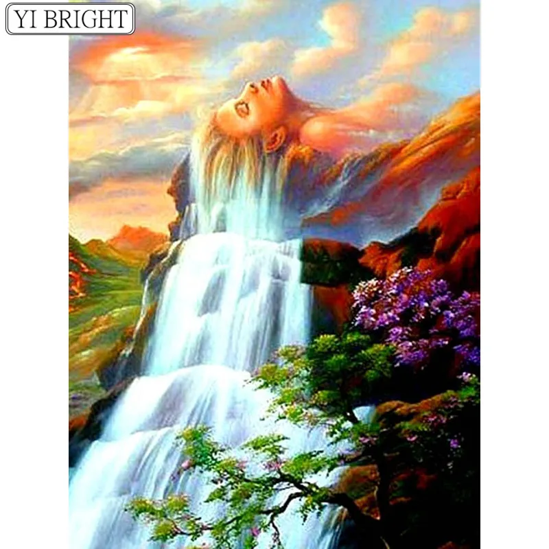 

5D DIY Full Square Diamond Painting Cross Stitch Hawthorn Falls 3D Diamond Embroidery Rhinestone Mosaic Home Decoration