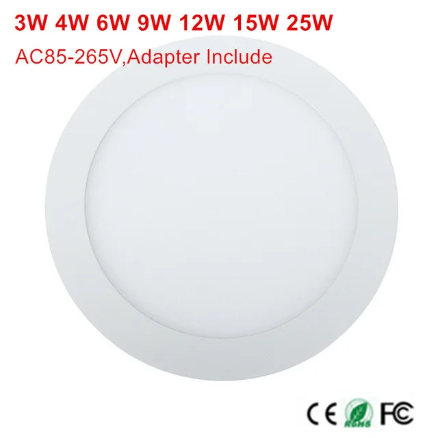 

Ultra Thin Dimmable Led Panel Downlight 3w 4w 6w 9w 12w 15w 25w Round LED Ceiling Recessed Light AC110-220V LED Panel Light