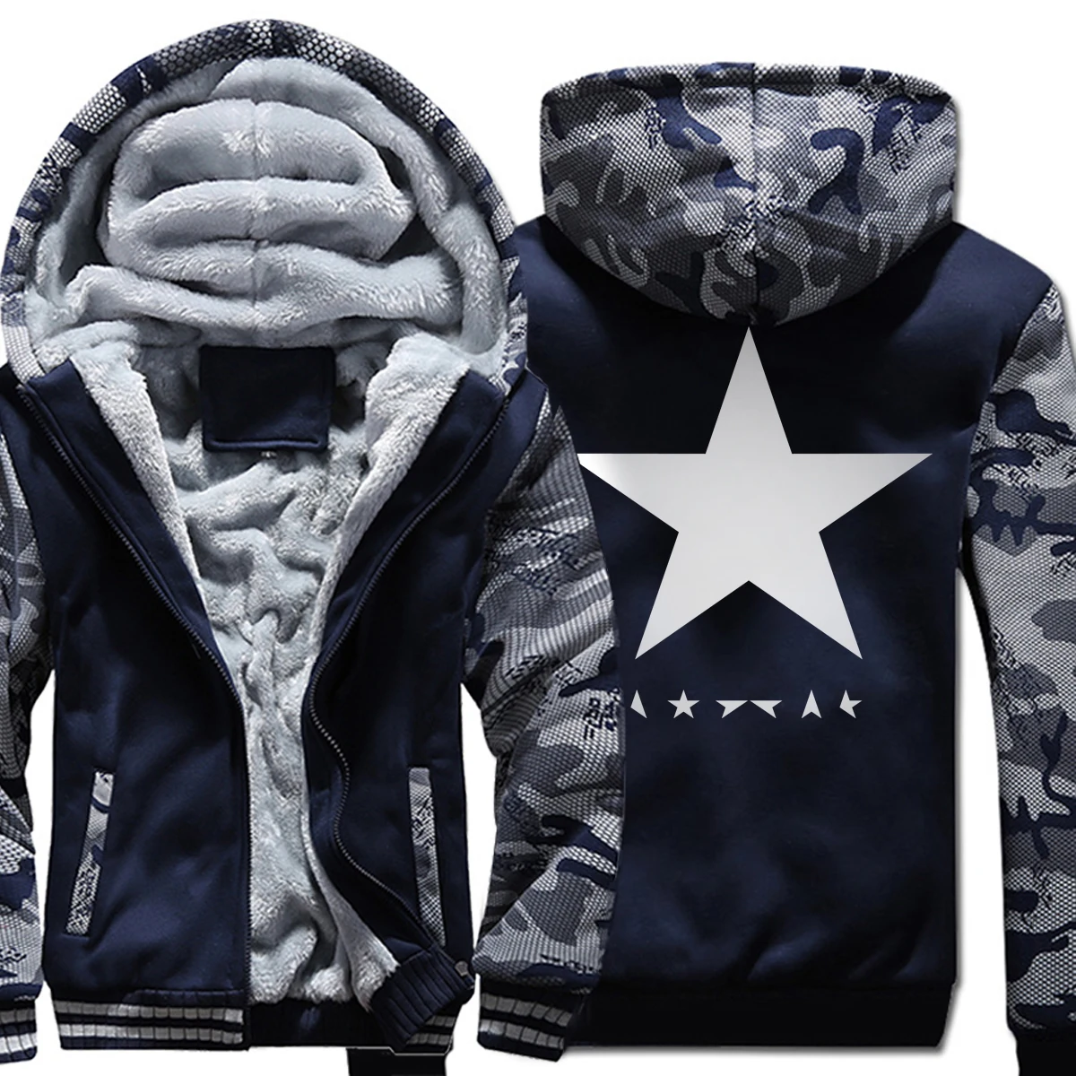 

Sweatshirts Men 2019 Winter Fleece Thick Hoodies David Bowie Heroes Black Star Print Men's Sportswear Hoody Harajuku Sweatshirt