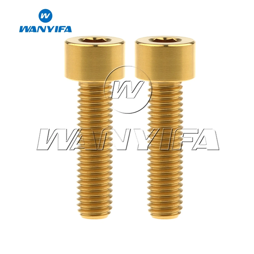2Pcs M8 x 20mm Titanium Bolt Bicycles Umbrella Head Ti Hex Screws Fasteners Gold