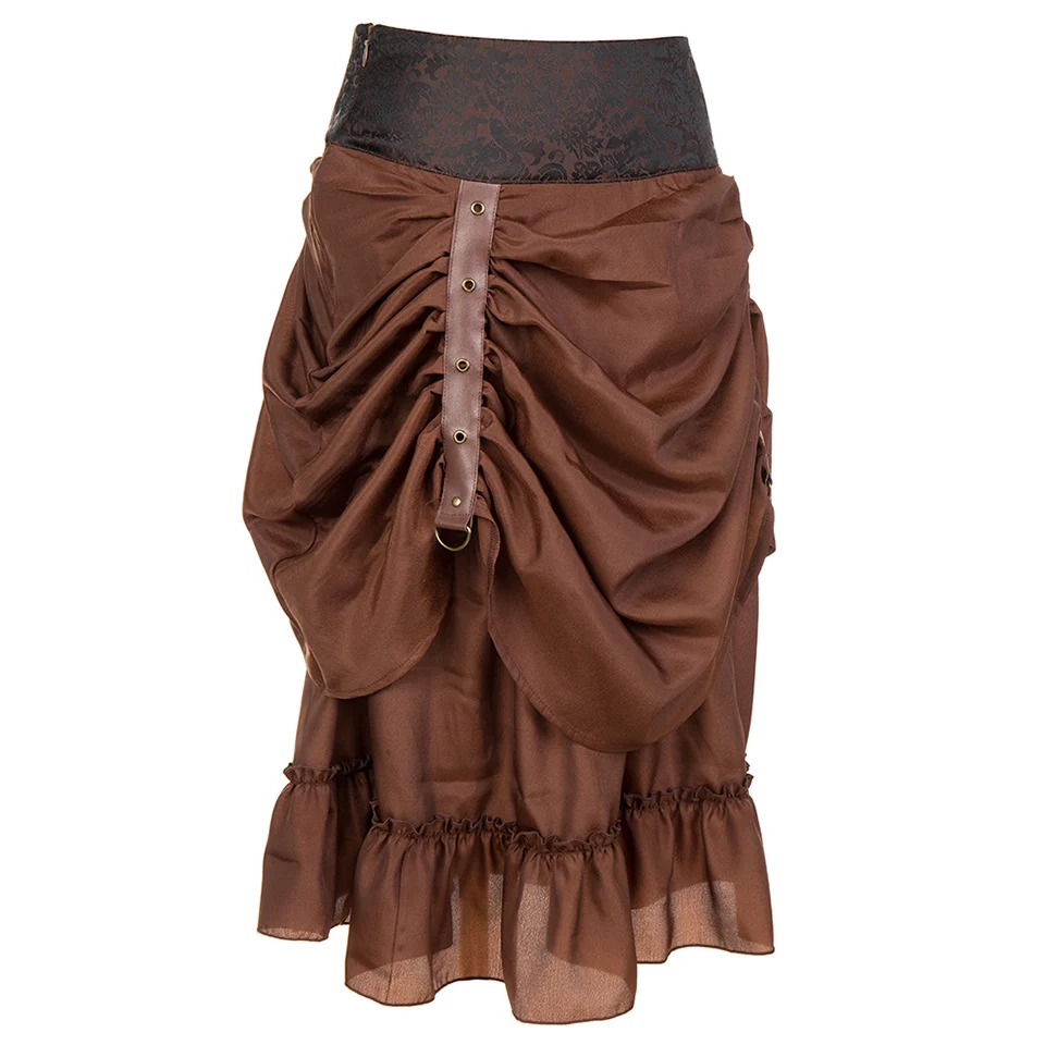 Wechery юбка в готическом стиле плиссированная юбка с эластичной резинкой на талии для Для женщин коричневый длинная юбка Высокое качество Ретро Винтаж костюм для вечерние шоу