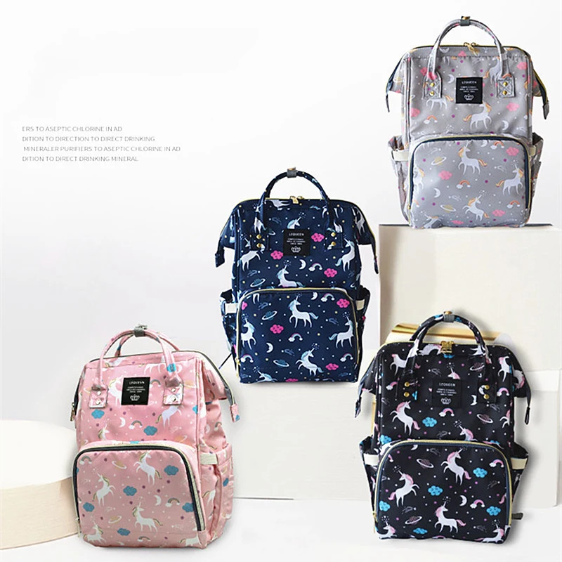  Unicorn print baby care diaper bag waterproof mother maternity backpack unicorn nappy bag large cap