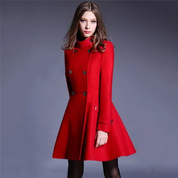 

Winter Women Woolen Coat 2018 New Large Size Double-Breasted Cashmere Jacket Mid Long Slim Black Female Woolen Outerwear DT0475