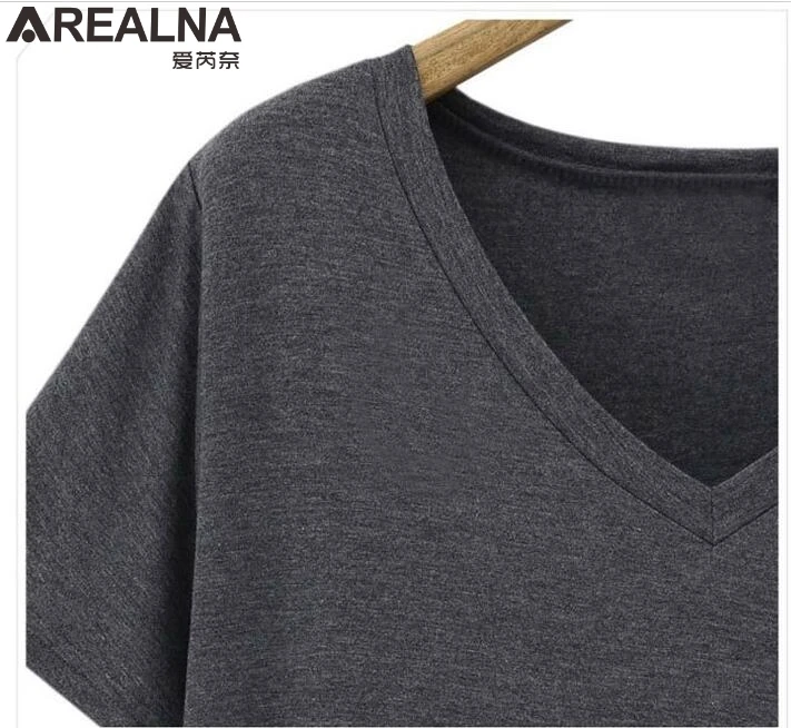Camiseta de verano de AREALNA para mujer, camisetas elásticas de algodón, Tops casuales, camiseta de manga corta para mujer talla grande 5XL camiseta femenina Camiseta de verano de AREALNA para mujer, camisetas elásticas de algodón, Tops casuales, camiseta de manga corta para mujer talla grande 5XL camiseta femenina