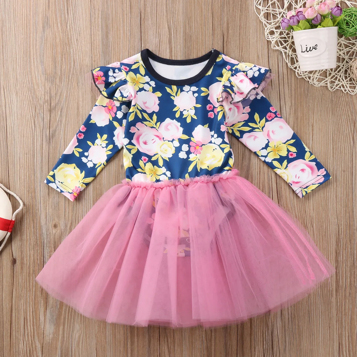 Toddler Kid Baby Girl Floral Long Sleeve Dress Lace Tutu Clothes|kids ...