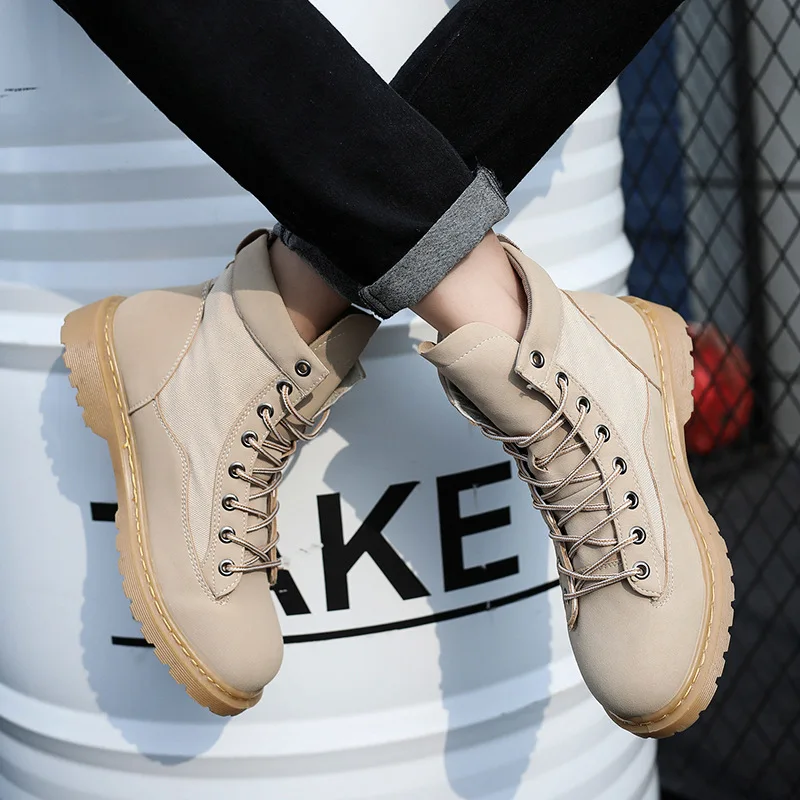 

2018 Men Hiking Shoes Lace up Rubber Sole Non-slip Outdoor Breathable Sport Shoes Hiking Shoes High-top Sneakers Work Shoes boot