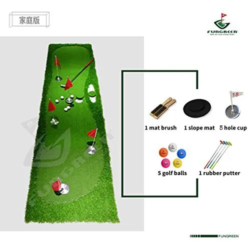 Family version FUNGREEN для гольфа, 5 отверстий, зеленый 75x300 см для тренировок в помещении и на улице, коврик для гольфа - Цвет: Family version