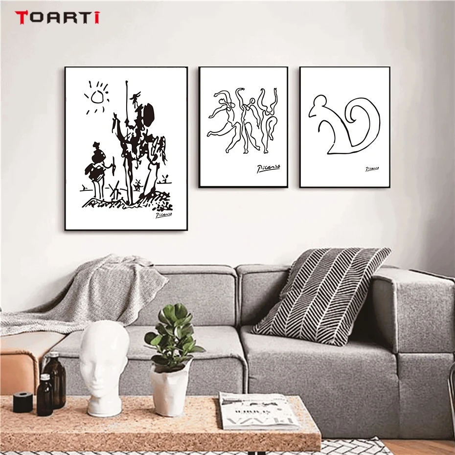 Farm Lives Abstract Wall Art Minimalist Line Drawing Black&White Nordic Modular Paintings Living Room Poster Pictures Decoration (4)