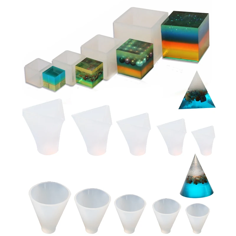 

Facemile 14PCS/Set Jewelry Tools Silicone Resin Craft DIY Pyramid Cone Pattern Making Geometric Jewelry Pendant Tools Mold