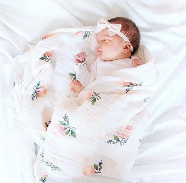 

Newborn Muslin Blanket Baby Accessories Swaddle Blankets Animals Lemon Print Baby Photography Wrap Infant Baby Swaddling Blanket
