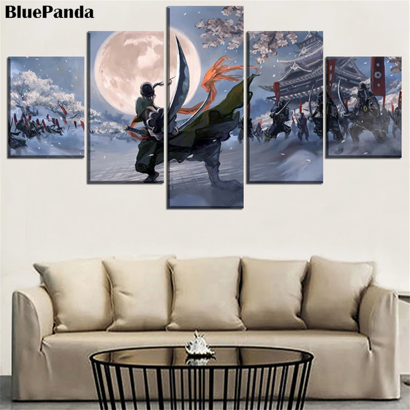 

One Piece Roronoa Zoro HD Canvas Printing Poster Wall Art Pictures For Living Room 5 Pieces Home Decor Abstract