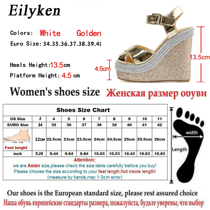 Женские босоножки на платформе Eilyken Клубные белого и золотого цвета с открытым
