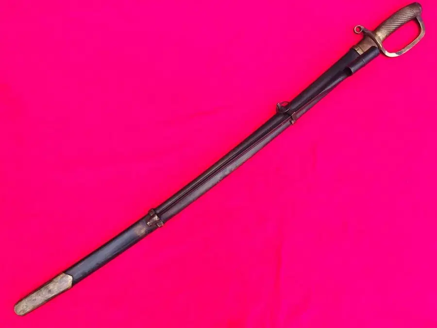 Vintage Military Russian Sword Europe Cossack Chevalier Saber Brass Guard Attach Bayonet