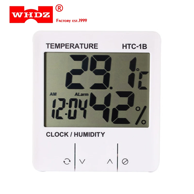 

Exclusive! Digital Thermometer Electronic Temperature Humidity Meter HTC-1B Indoor Room Hygrometer Weather Station Alarm Clock