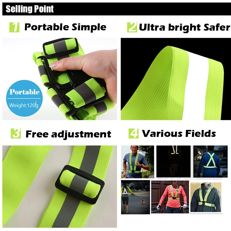 High Visibility Elastic And Adjustable Reflective Running Gear Neon Yellow Reflective  Safety Vest Belt For Running Cycling Vest - AliExpress