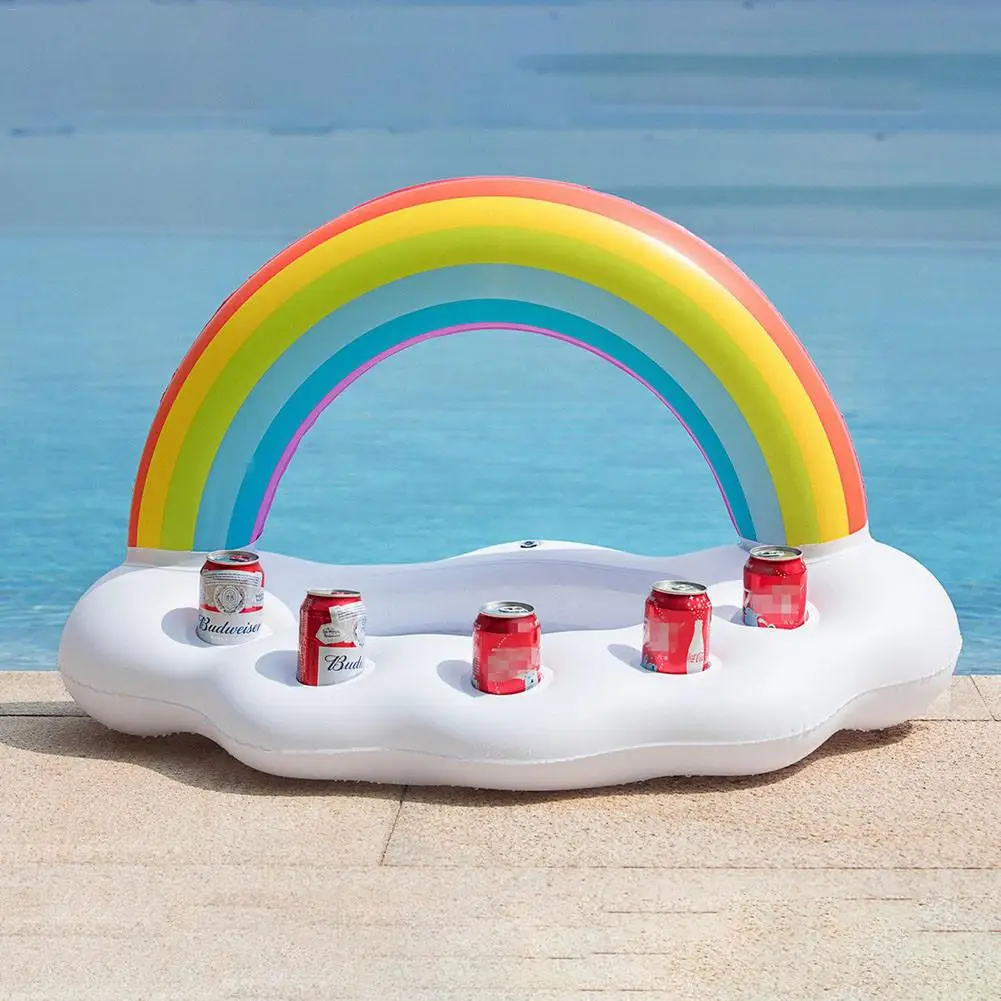 Zomer вечерние Emmer Rainbow Cloud Bekerhouder Opblaasbare бассейн поплавок Bier поилка коечистка Tafel бар лоток Strand Zwemmen кольцо