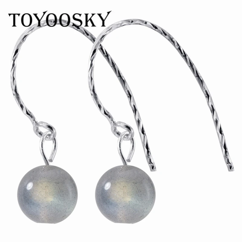 

TOYOOSKY 925 Sterling Silver Moonstone Earrings Female Gradient Stone Short Drop Earrings Ear Jewelry for Women Brincos