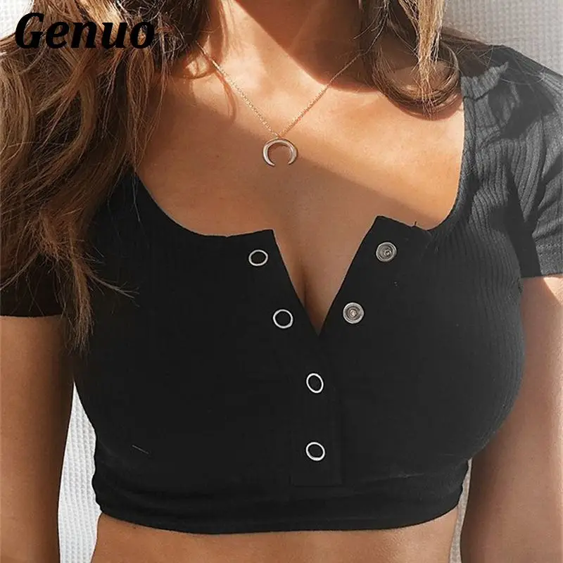 Genuo Women Knitted Sweater And Pullovers Ladies Short Sleeve Crop Top Knitwear Female Winter Autumn Pull Femme 2018