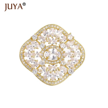 

Jewelry Making Supplies Luxury AAA Zircon Crystal Big Pendant Charm Connectors Findings For Pearl Necklace Accessories
