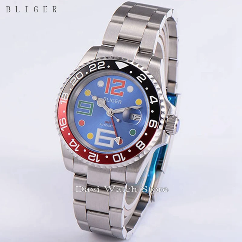 

40mm Bliger Date Day Ceramic Bezel GMT Luminous sapphire Automatic Watch