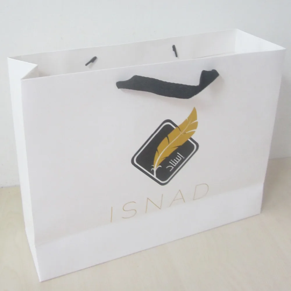 Discount 200pcs/lot 28*36*11cm 2C Gold Printing Custom Present Cute Mini Shopping Bag White Paper Bags Logo With Light Handle 0 Discount 200pcs/lot 28*36*11cm 2C Gold Printing Custom Present Cute Mini Shopping Bag White Paper Bags Logo With Light Handle 0