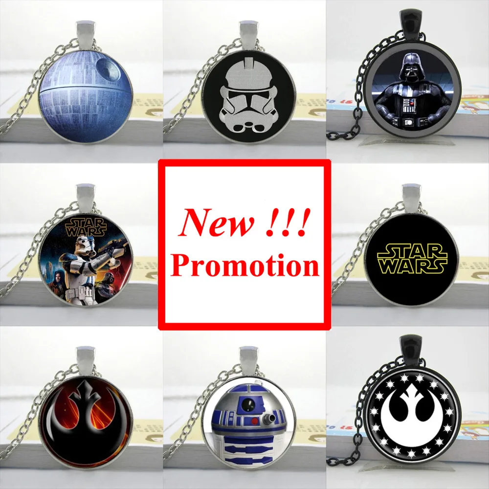 

2017 New Fashion Glass Cabochon Dome Jewelry Star Wars Necklace Star Wars Pendant Picture Necklace