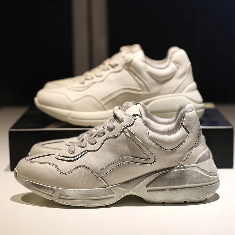 

Soft Leather dad sneakers Handmade Luxury vintage Tenis Feminino Sapato Women Casual Shoes Basket Femme Air Superstar Shoes