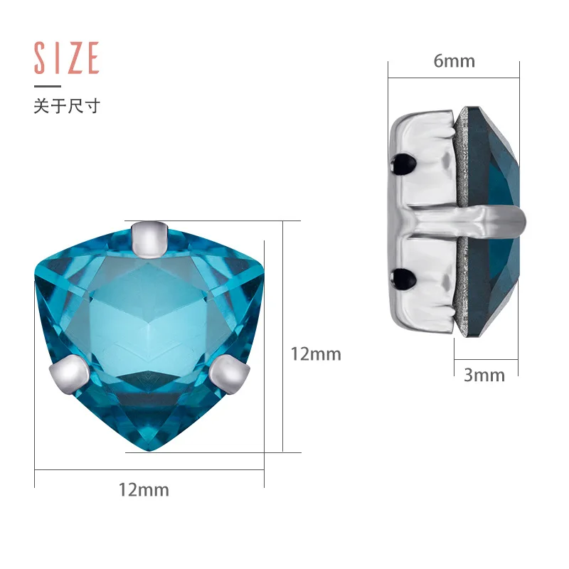 TopStone 12 мм K9 стекло кристалл жир три угла коготь горный хрусталь пришит камень в