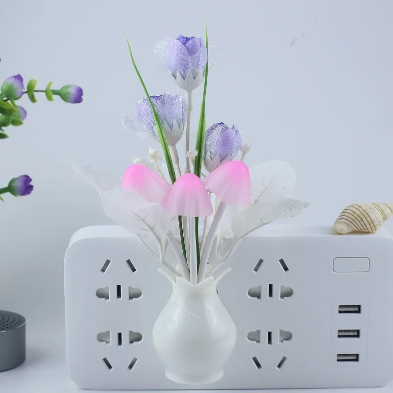 Ночник для ванной комнаты, кухни, прикроватное управление световым датчиком, светодиодная лампа, гриб, тюльпан, цветок, ночник для домашнего декора - Испускаемый цвет: style 2