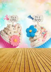 Baby Shower виниловая ткань Симпатичные торты деревянный пол фотография фонов для день рождения новорожденный фотостудия портрет фоны