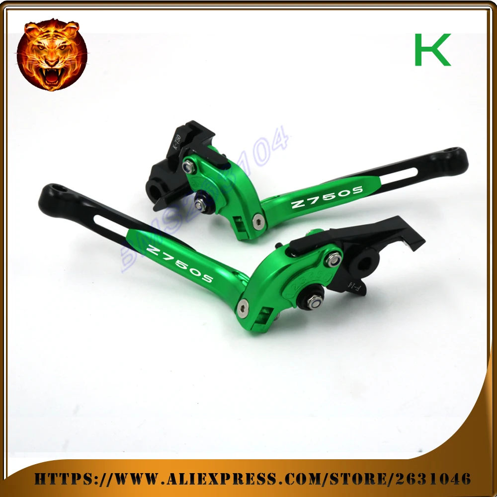 

Motorcycle Adjustable Folding Extendable Brake Clutch Lever For kawasaki Z750S Z750 Free Shipping 2005 With logo Green red blue