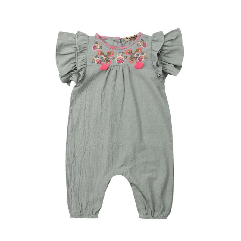 

0-24M Newborn Kids Baby Girl Clothes Ruffle Short Sleeve Floral Romper Elegant Cotton Jumpsuit Cute Princess Summer Outfit