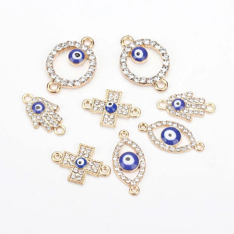 10 шт./лот модные коннекторы для evil eye hamsa крест сглаза diy аксессуары ювелирных