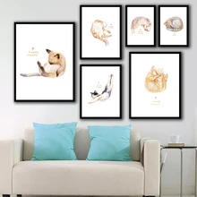 Принты картина дома Скандинавская стена модульная художественная картина плакат абстрактный черный и белый Животные Рисунок кошки на холсте Декор для гостиной