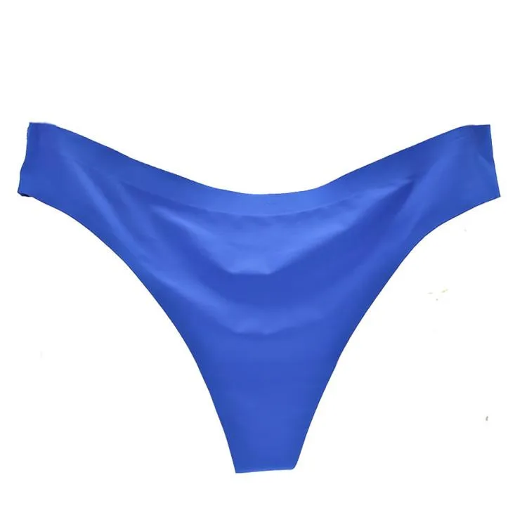 Сексуальное женское невидимое нижнее белье, трусы, стринги, шелк льда, бесшовное, промежность, самая популярная женская интимная ткань, стринги женски - Цвет: Синий