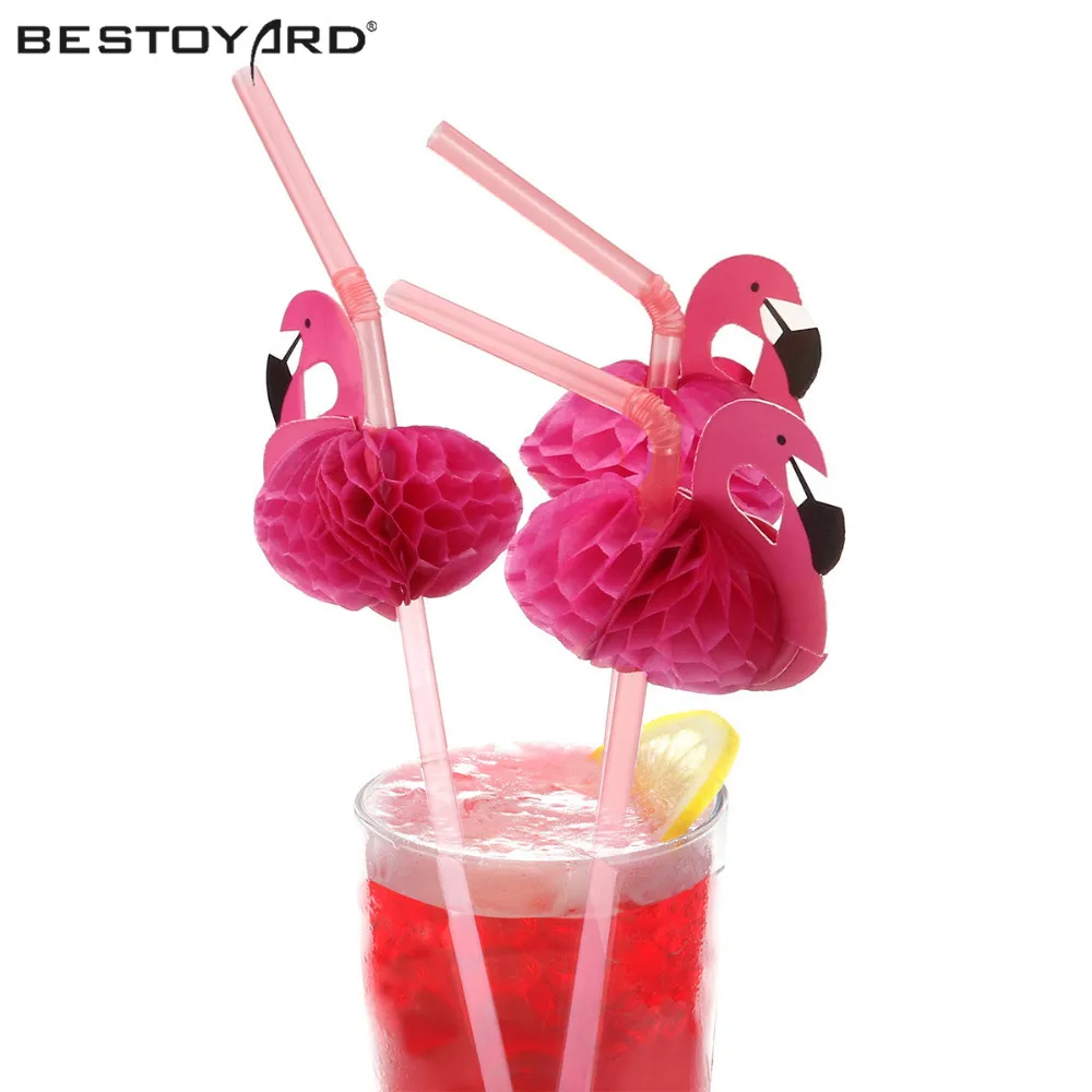 

50pcs Cute 3D Flamingos Straw Flexible Plastic Drinking Straws Birthday Wedding Baby Shower Pool Party Decor Supplies