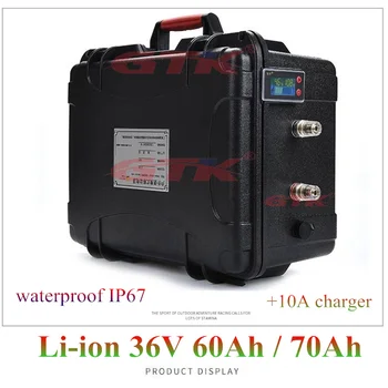 

GTK waterproof 36v 60Ah 70Ah li-ion lithium battery pack BMS for 1800W electric motor scooter bike light solar UPS + 10A charger